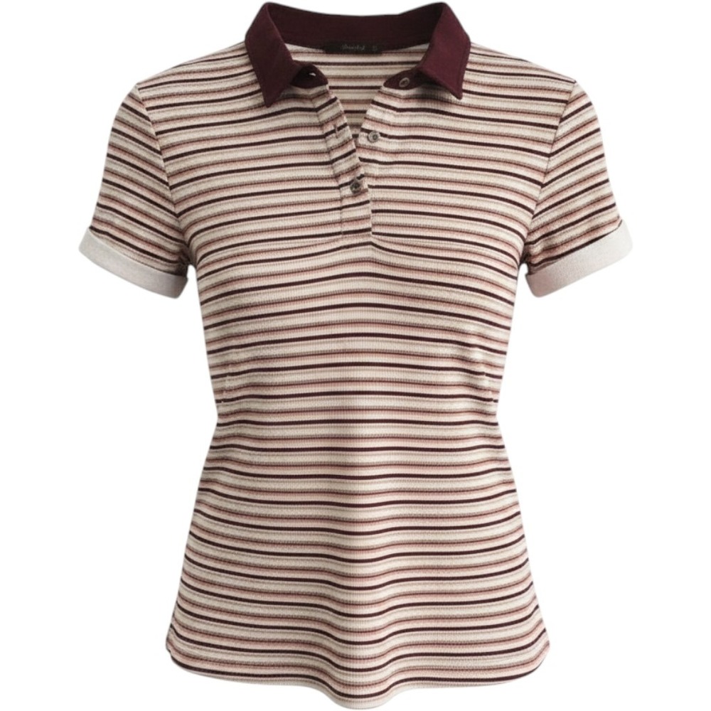 XL Juelle India women's short sleeve fitted polo‎ retro look maroon white gold